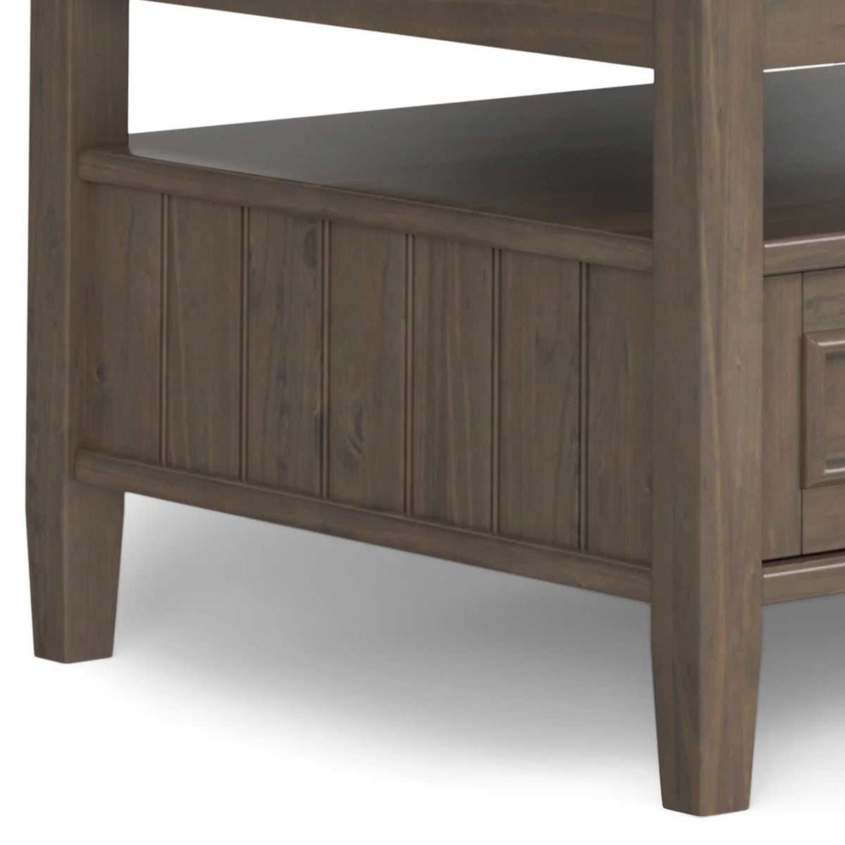 Simpli Home Lev SOLID WOOD 48 inch Wide Rectangle Transitional Lift Top Coffee Table in Smoky Brown