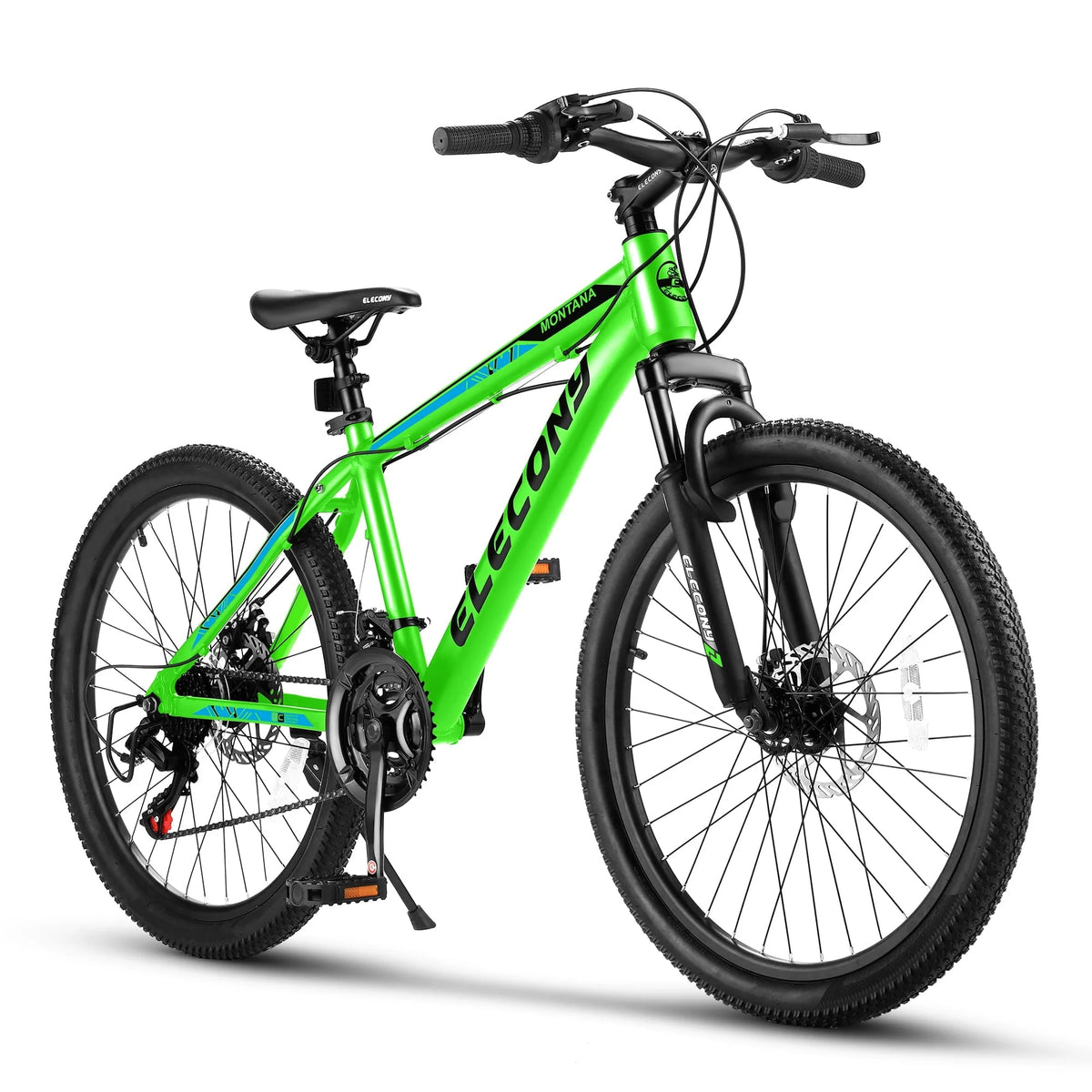 24" Mountain Bike, Aluminum Mountain Bike for Adult with Disc Brakes, Shimano 21 Speeds Bike for 14-18 Yeas Old ,Green