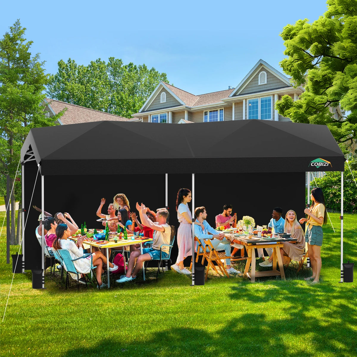 Hoteel Carport Canopy 10x20 Pop Up Shelter with Instant 1-Button Push Center Lock, UV Resistant All-Weather Cover with 2 Sidewalls, Heavy Duty Waterproof Canopy Tent for Cars, Trucks, Boats, White
