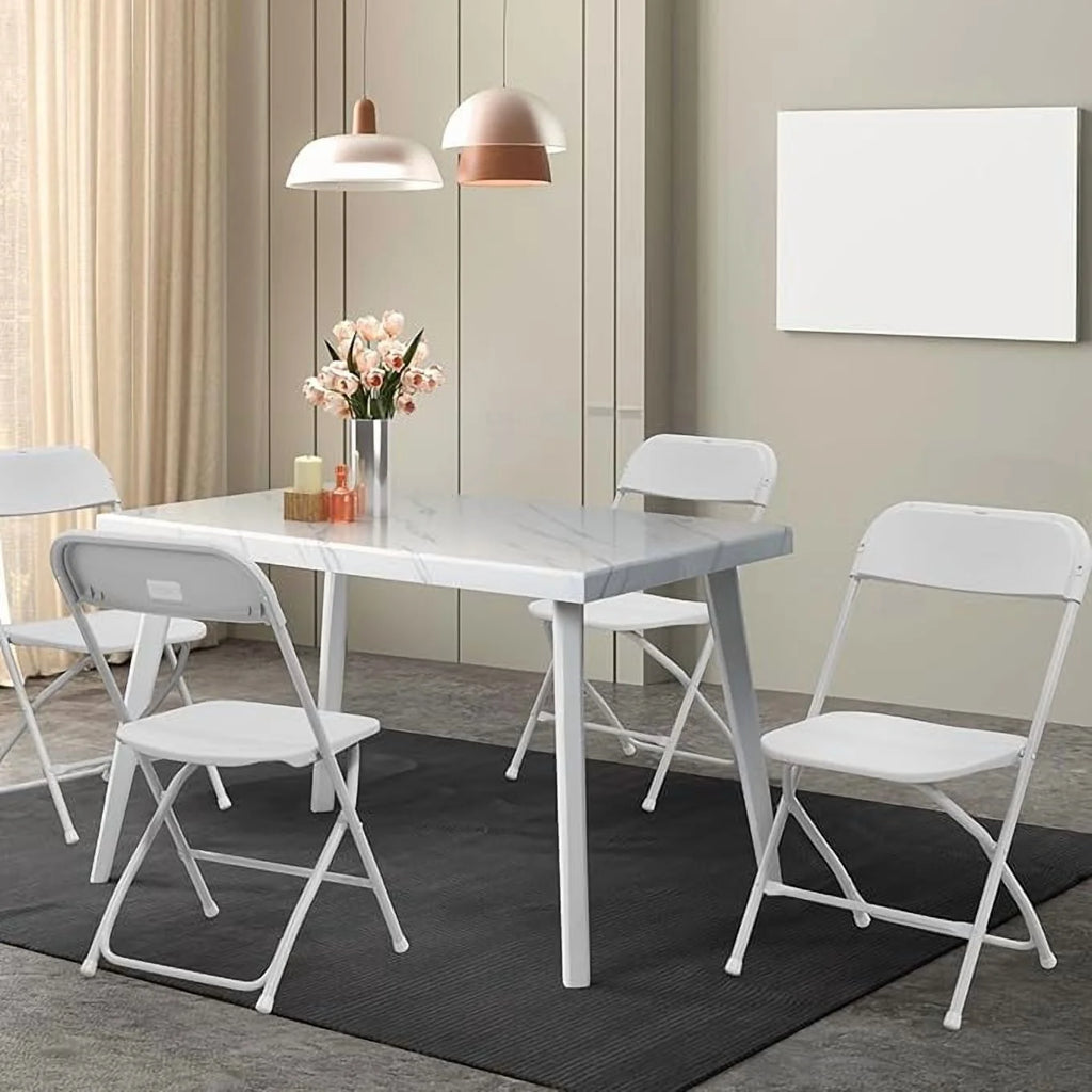 Matladin 20-Pack White Plastic Folding Chair, Outdoor Portable Stackable Commercial Seat with Steel Frame for All Occasions, 350lb Capacity