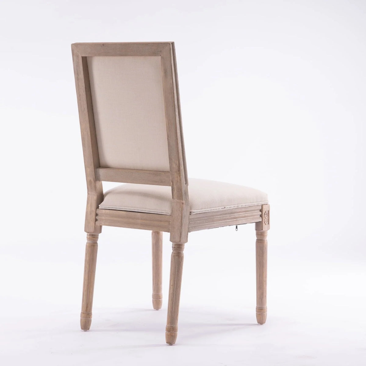 Classic Cream French-Style Dining Chair Set of 2 - Antique Painted Solid Wood Frame with Comfortable Linen Fabric Upholstery for Elegant Dining Spaces