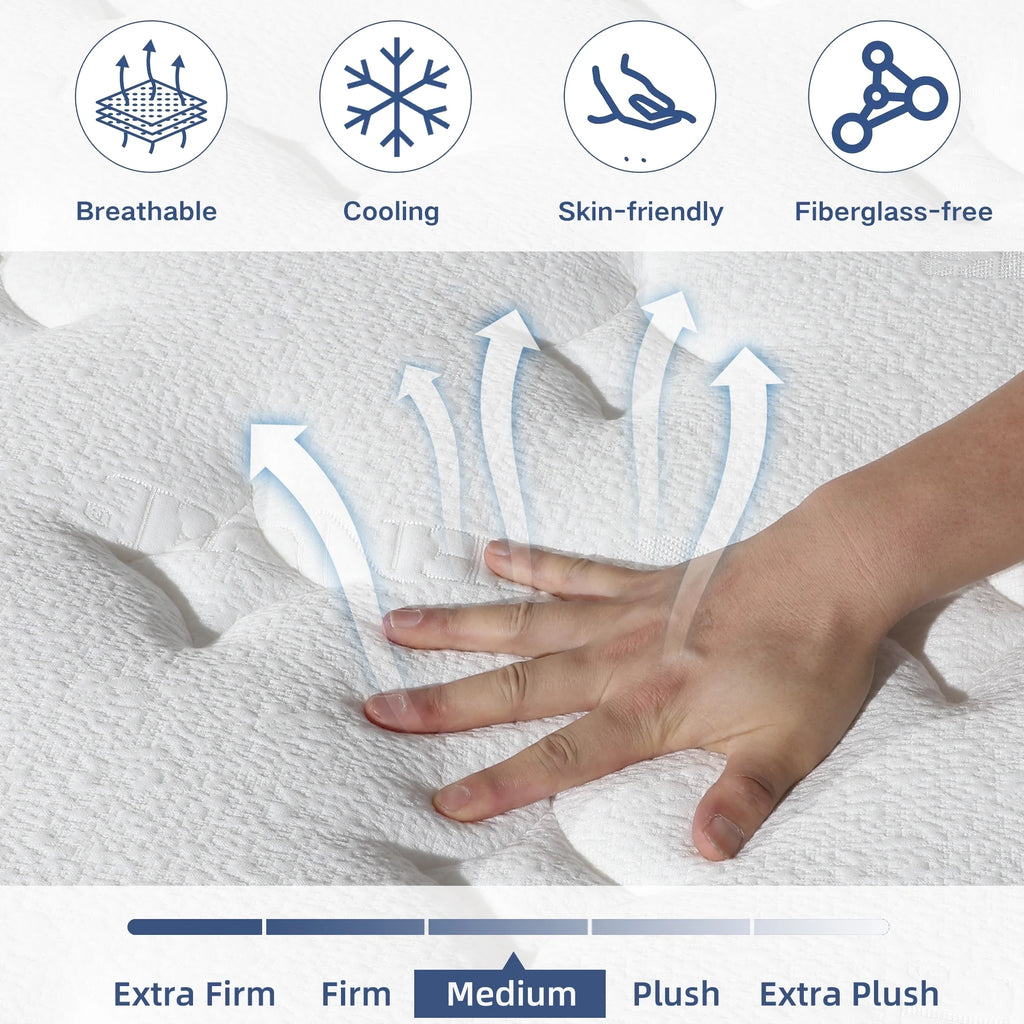 Full Mattress, 14 inch Hybrid Mattress in a Box,Medium Firm