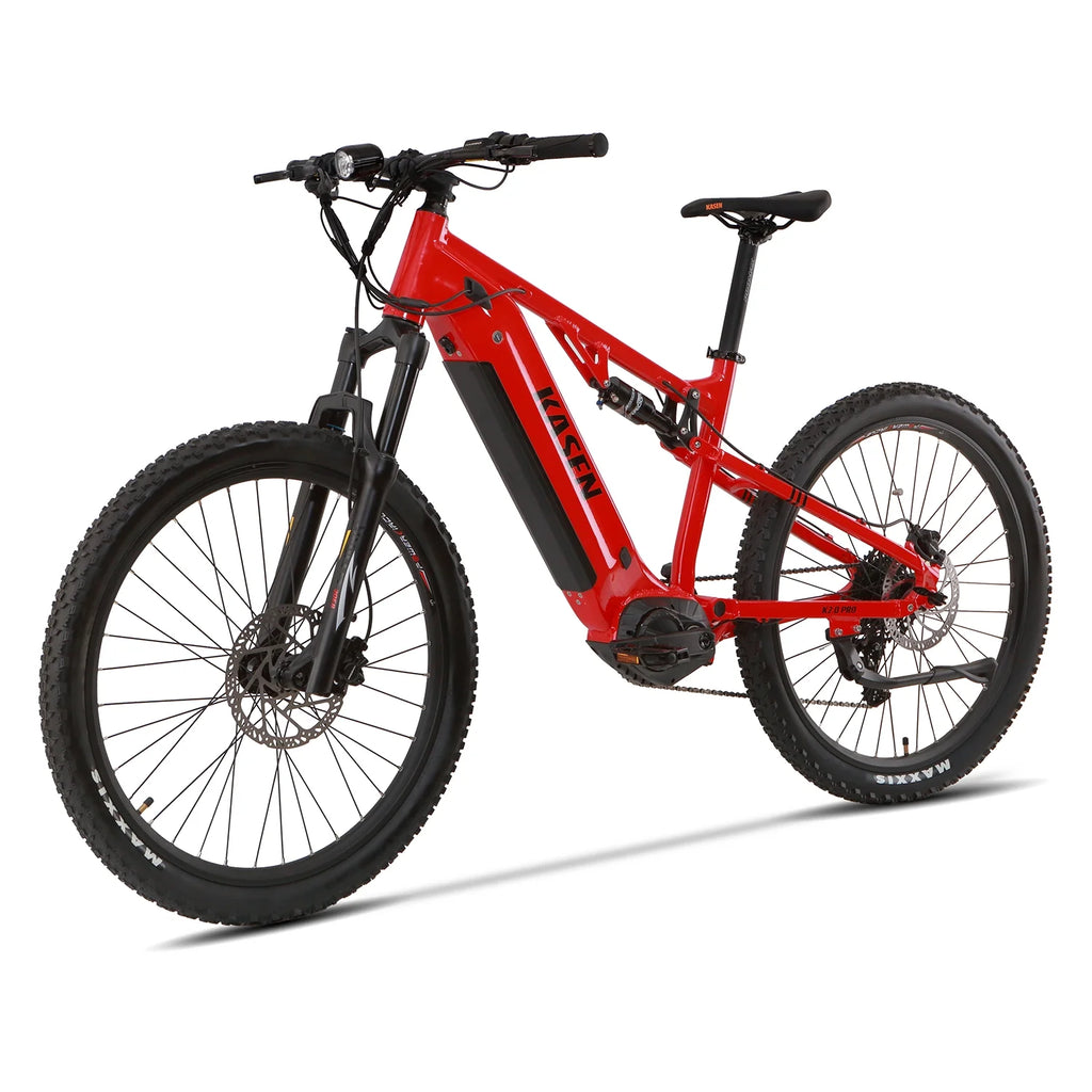 Kasen Electric Mountain Bike Mid-driven 500w 48v 15ah Full Suspension Throttle and Pedal Assist