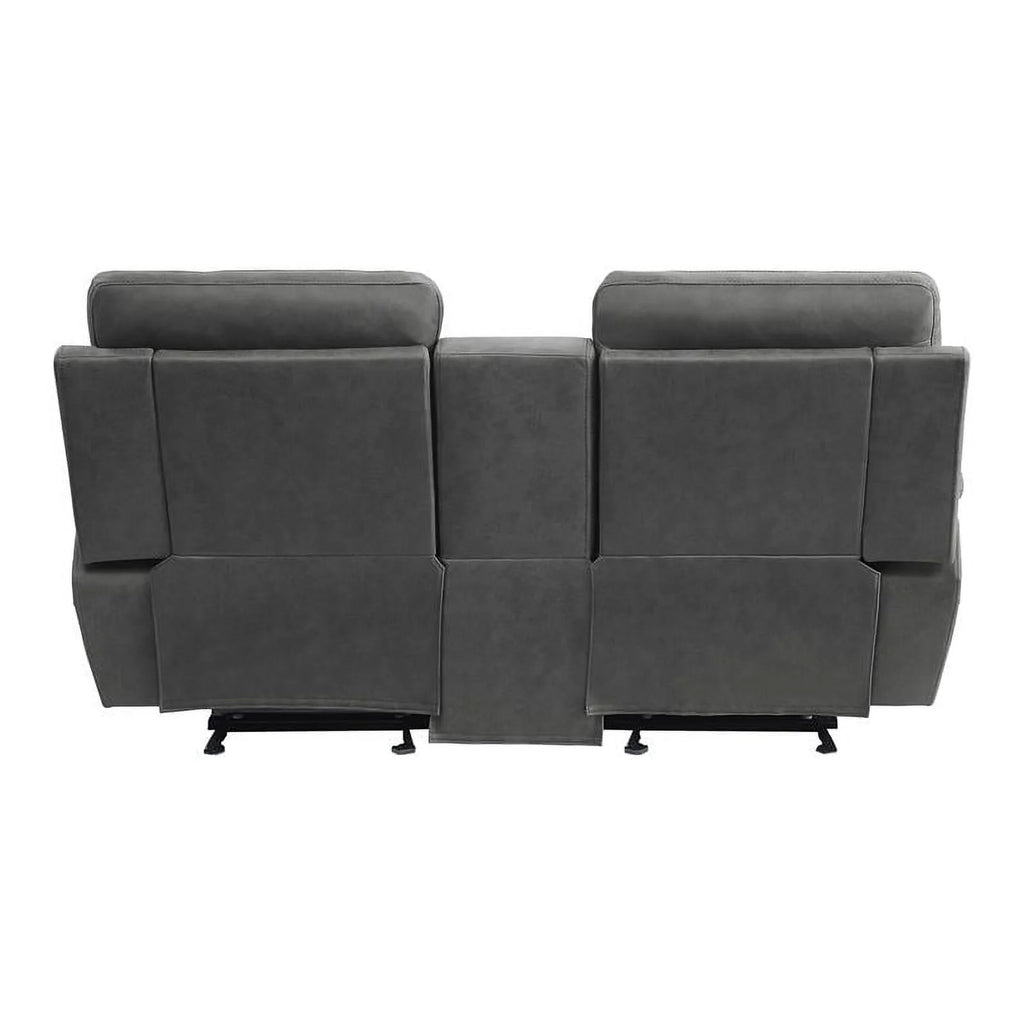 Lexicon Clifton 76" Microfiber Double Glider Reclining Love Seat in Gray