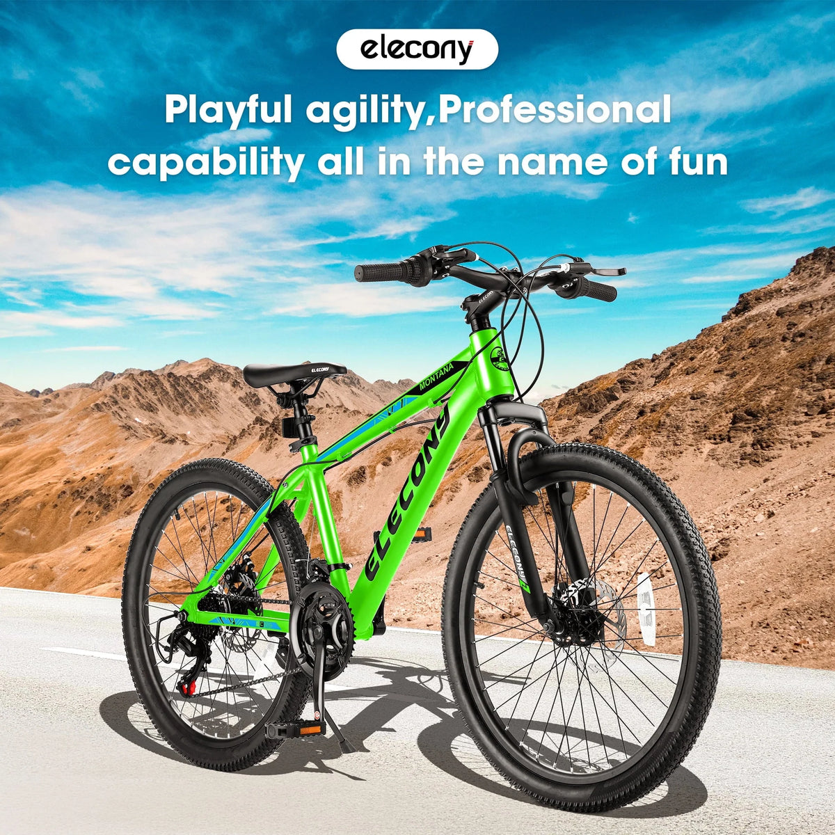 24" Mountain Bike, Aluminum Mountain Bike for Adult with Disc Brakes, Shimano 21 Speeds Bike for 14-18 Yeas Old ,Green