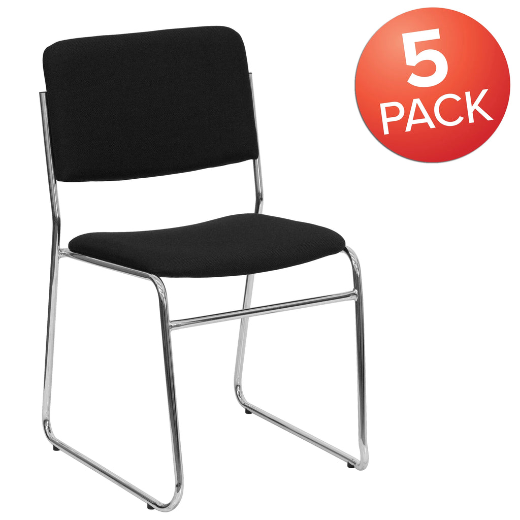 Flash Furniture Hercules Series Adult High-Density Vinyl Sled Base Stack Chairs, Set of 5, Black