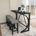 YINGYING 4 Piece Industrial Bar Table Set with Power Outlet, Bar Table and Chairs Set, Dining Table Set, Breakfast Table Set, for Living Room, Dining Room, Game Room