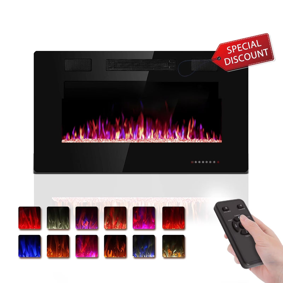 KISSAIR 60�� Indoor Electric Fireplace Ultra Thin Fireplace, Wall Mounted Recessed Fireplace with Multiple Colors