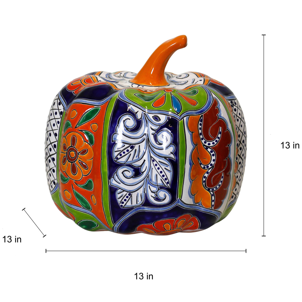 13' Talavera Style Ceramic Pumpkin