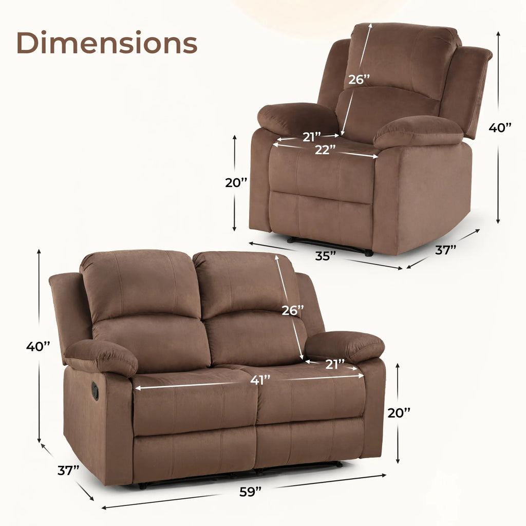 Bonzy Home Recliner Chair with Soft Padded Headrest and Armrest, Theater Reclining Chair Sofa for Living Room and Bedroom