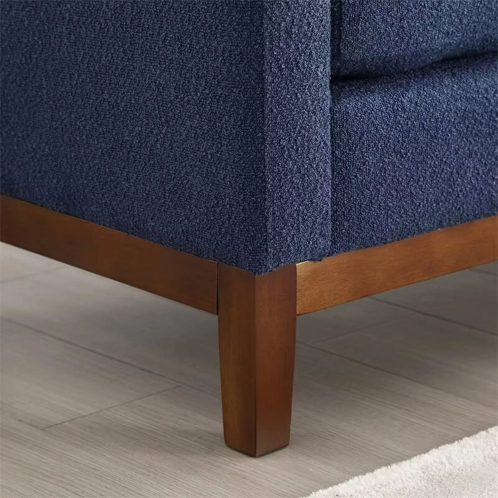 End of Bed Bench, 53.5" Boucle Fabric Upholstered Entryway Bench with Wood Legs & Bolster Pillows, Rolled Arm Cushioned Ottoman Foot Rest Long Stool Window Extra Seating for Bedroom, Ivory