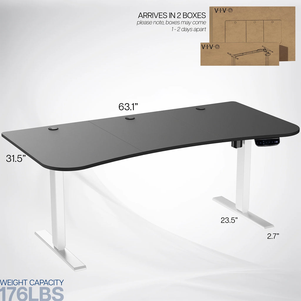 VIVO Reclaimed Wood / Black 63�?x 32�?Electric Height Adjustable Stand Up Desk