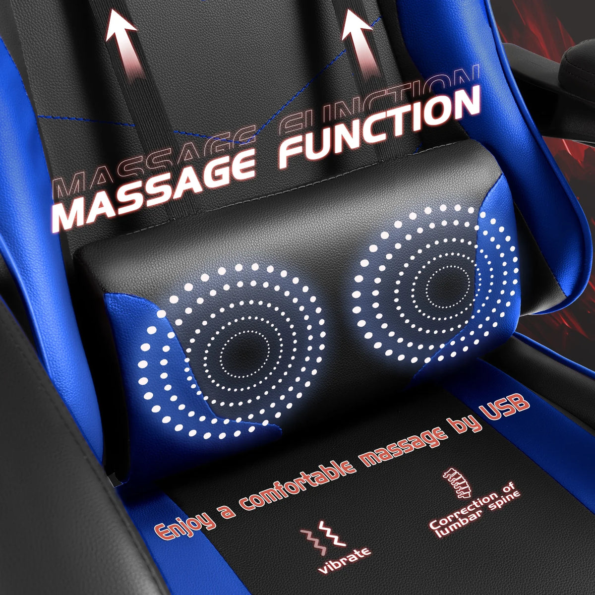 Lacoo PU Leather Gaming Chair Massage Ergonomic Gamer Chair Height Adjustable Computer Chair with Footrest & Lumbar Support, White