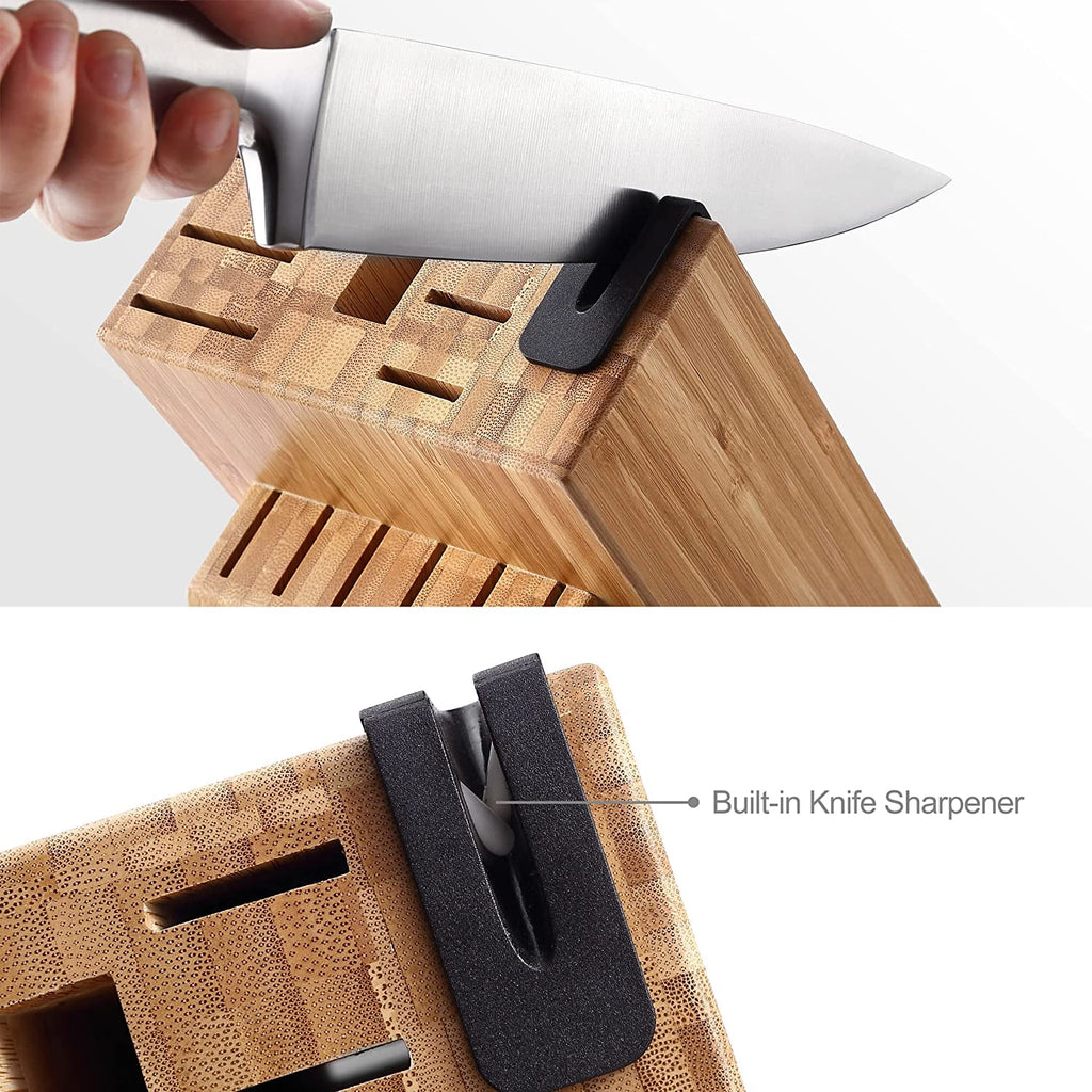 McCook MC29 Knife Sets, 15 Pieces German Stainless Steel Kitchen Knife Block Sets with Built-in Sharpener