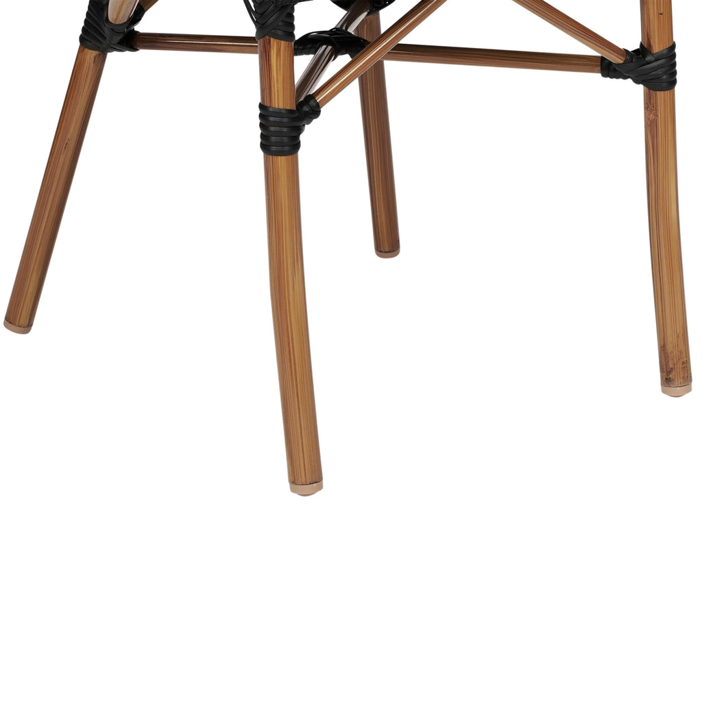 Flash Furniture Marseille Indoor/Outdoor French Bistro Stacking Chair with Arms Black/Natural
