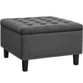 SmileMart Modern linen-like Storage Ottoman Bench with Button-Tufted for Entryway, Dark Gray
