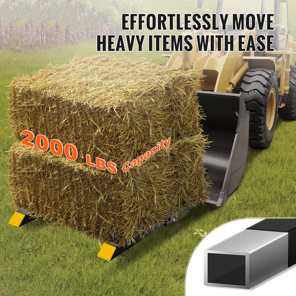 BENTISM Pallet Forks, 4000 lbs Clamp on Tractor Bucket Forks, 60" Total Length Heavy Duty Pallet Forks with Adjustable Stabilizer Bar