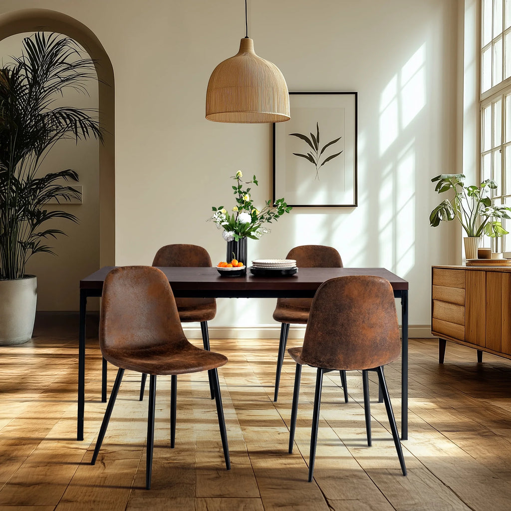 Homy Casa Set of 4 Upholstered Suede Dining Chairs for Family Dining Room or Restaurant