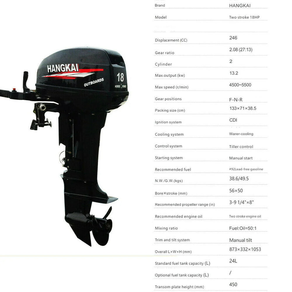 Oukaning 2Stroke 18HP Outboard Motor Fishing Boat Engine Motor Water Cooling CDI Ignition