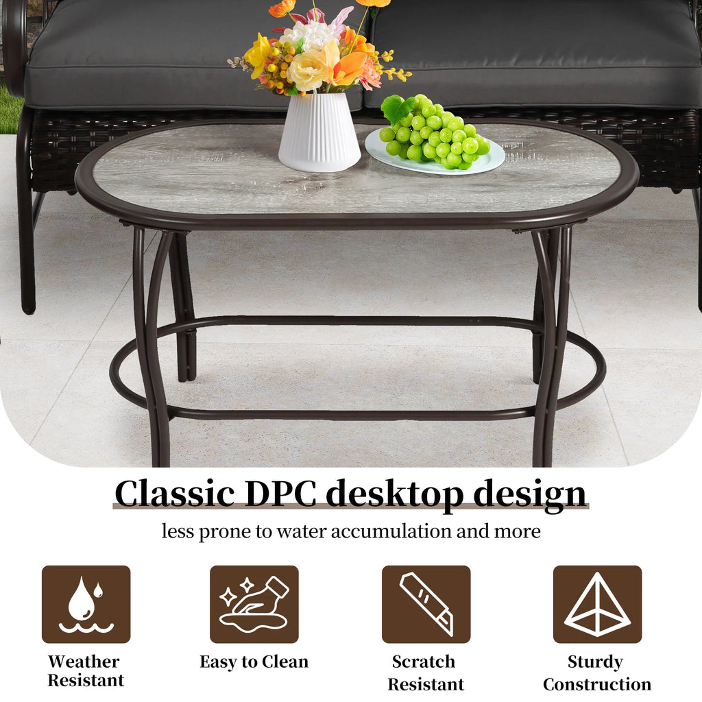 Patio Sofa Set, 4 Pieces Outdoor Sectional Furniture, All-Weather PE Rattan Wicker Patio Conversation Set, Cushioned Sofa Set with Coffee Table for Patio Garden Poolside Deck