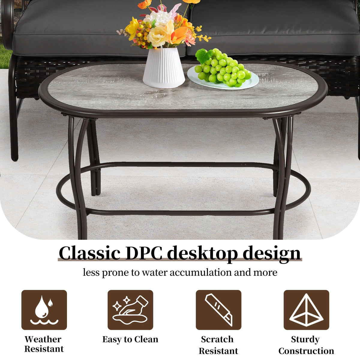Patio Sofa Set, 4 Pieces Outdoor Sectional Furniture, All-Weather PE Rattan Wicker Patio Conversation Set, Cushioned Sofa Set with Coffee Table for Patio Garden Poolside Deck