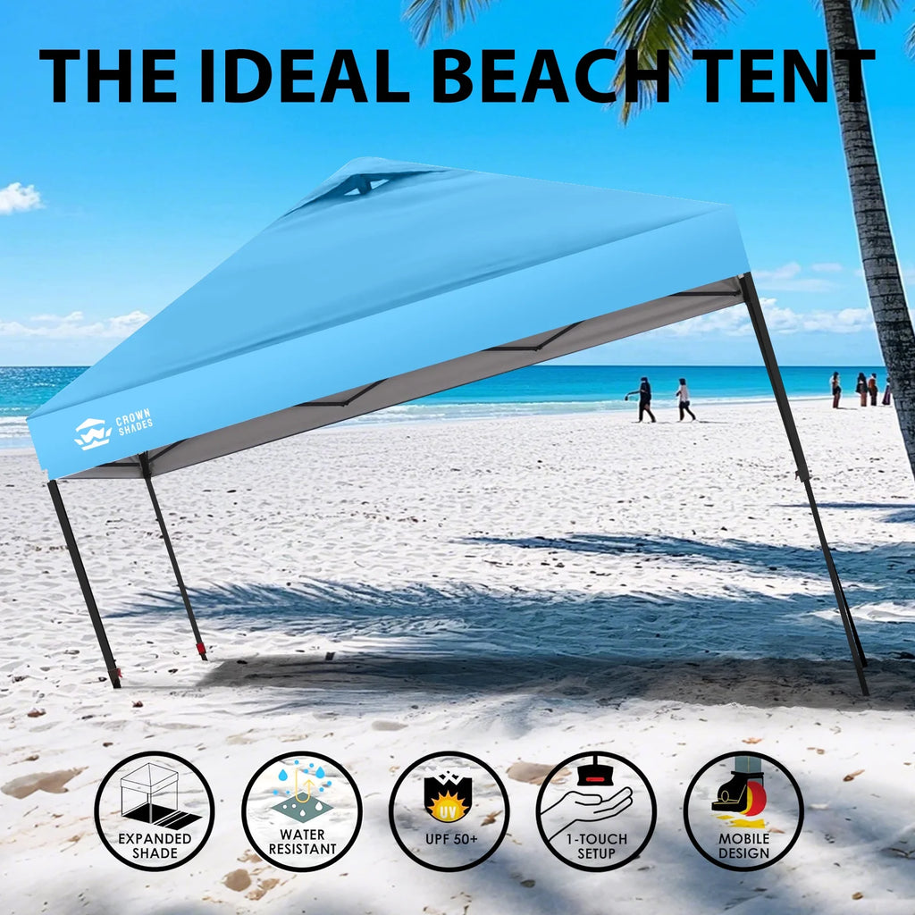 CROWN SHADES 8x8 Pop Up Canopy with One Push Setup Easy Outdoor Sun Shade for Events Parties Camping Forest Green