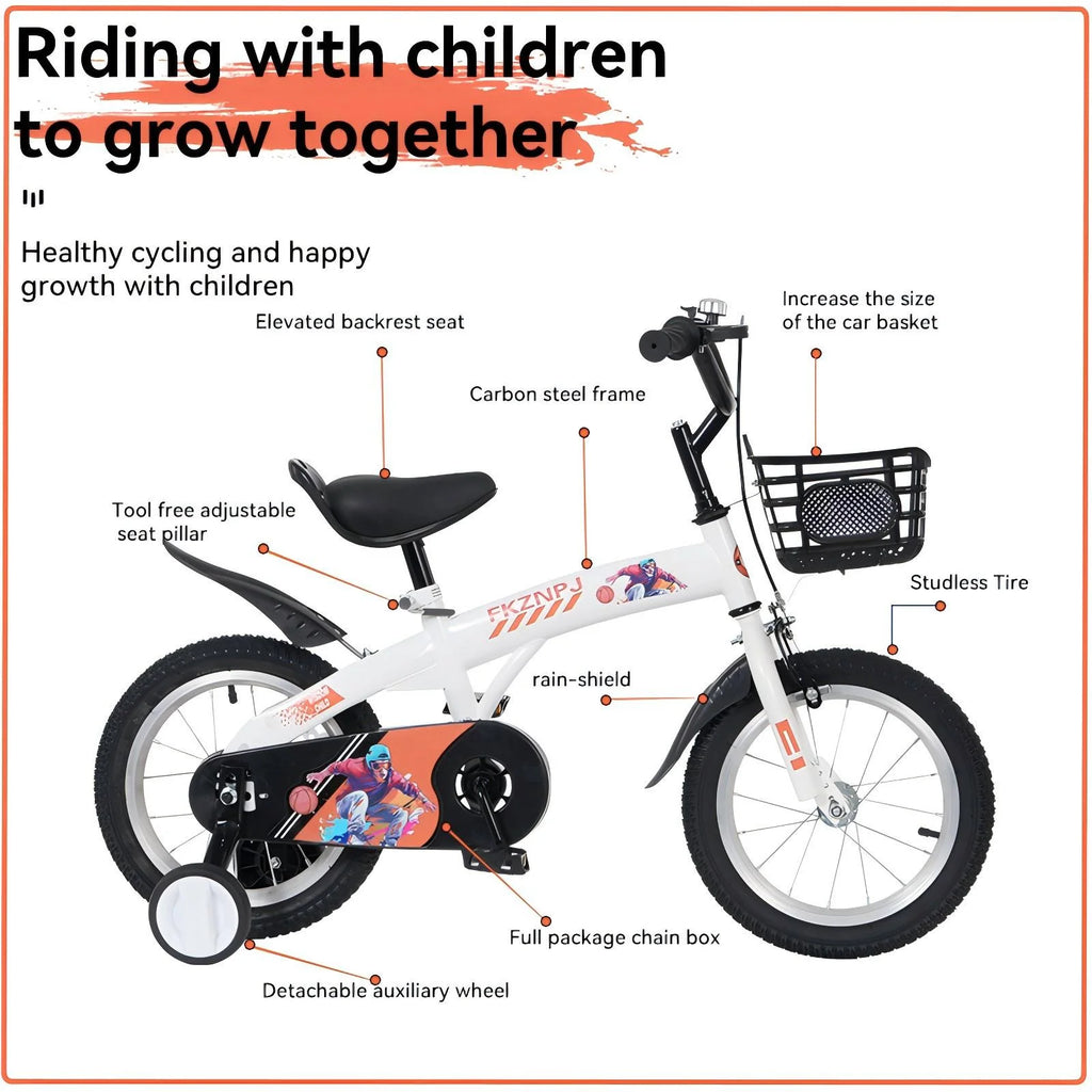 iRerts Kids Bike with Training Wheels, 16 Inch Kids Bicycle for Boys Girls Ages 4-8 Years Old, Girls Bicycles for Kids with Adjustable Seat, Fender and Varrier, Pink