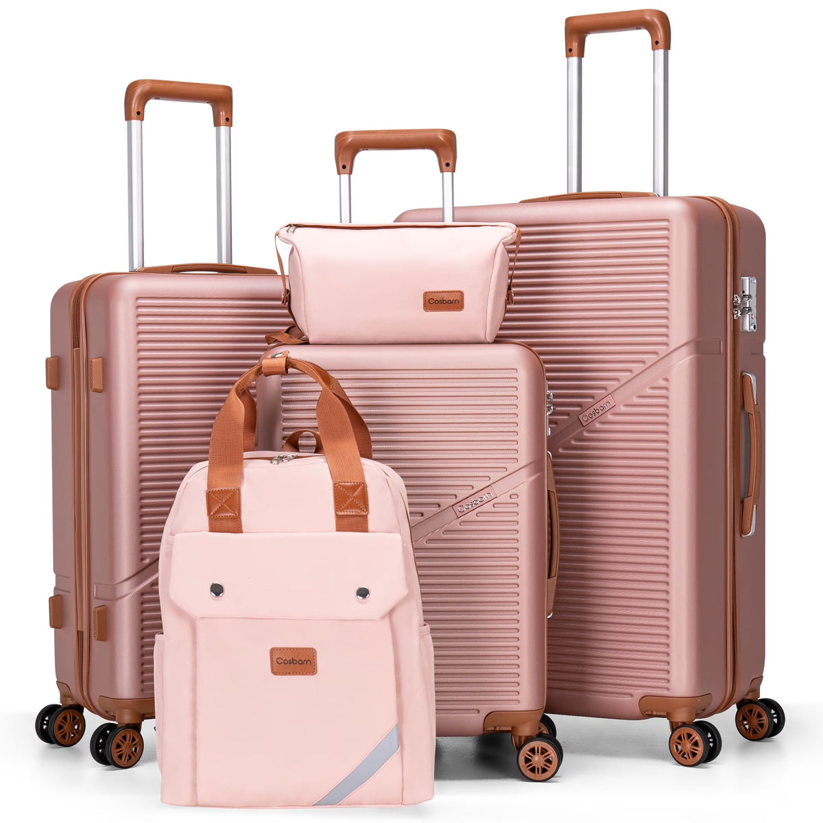 Cosbarn 5 Piece Luggage Sets ABS Hardshell Lightweight Suitcases Sets with TSA Lock Durable Spinner Wheels