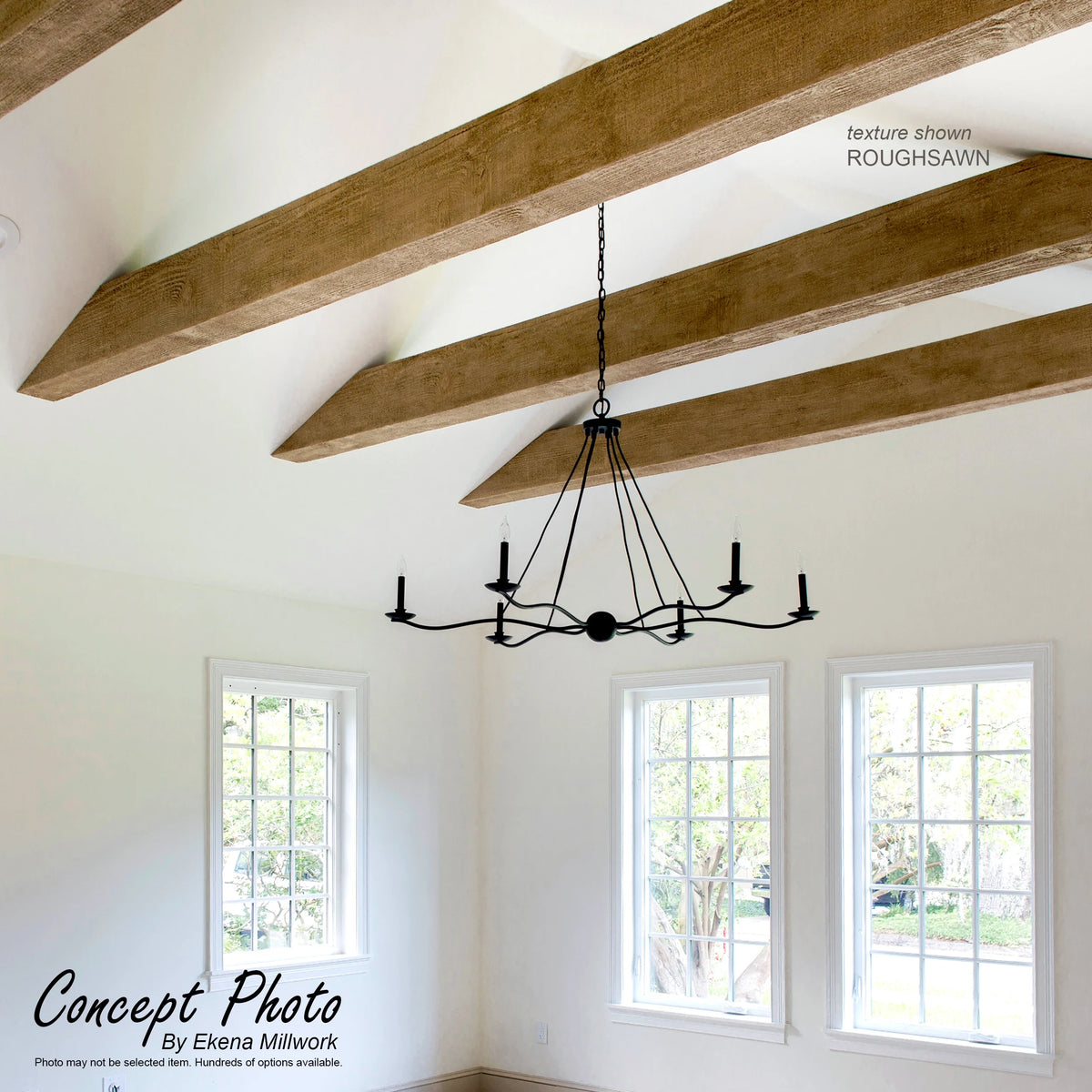 12"W x 8"H x 18'L 3-Sided (U-beam) Hand Hewn Endurathane Faux Wood Ceiling Beam, Factory Prepped