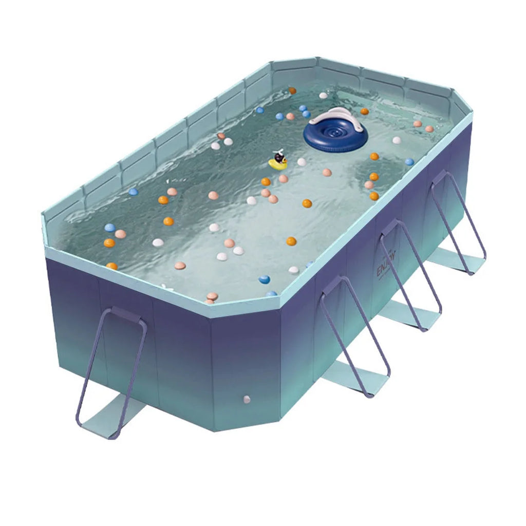 Foldable Swimming Pool, Large Non-Inflatable Outdoor Pools for Kids Adults Above Ground Pools, 116in