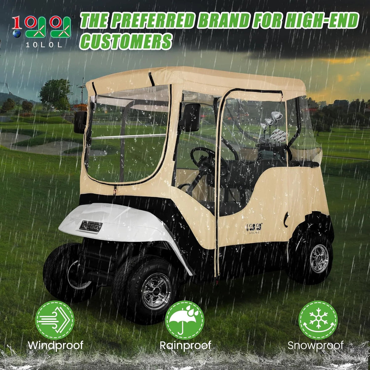 10L0L 2 Passenger Golf Cart Enclosures Fit EZGO TXT RXV, Waterproof Driving Cover Black Golf Cart Accessories