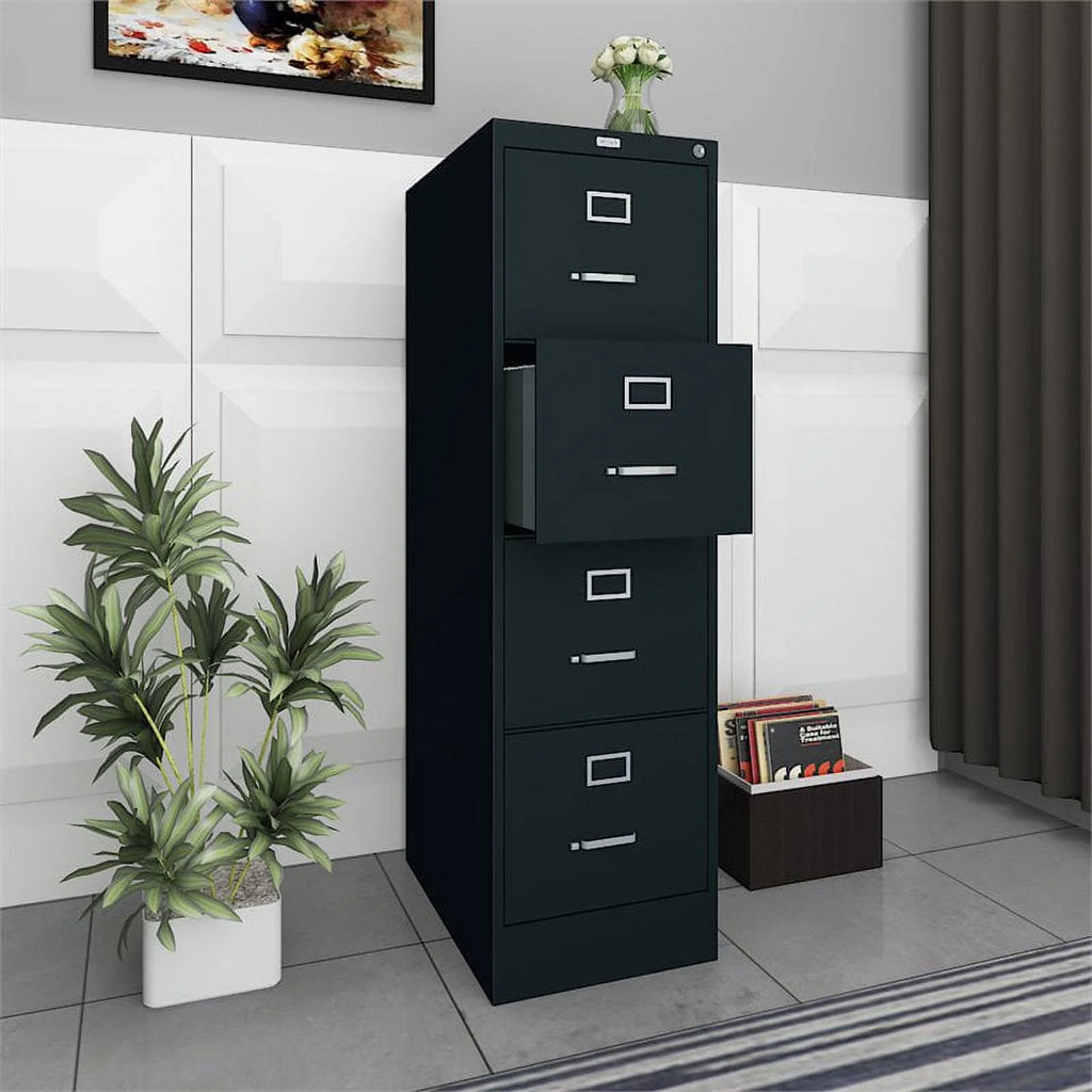 Scranton 4 Drawer 22" Deep Letter File Cabinet in Black, Fully Assembled