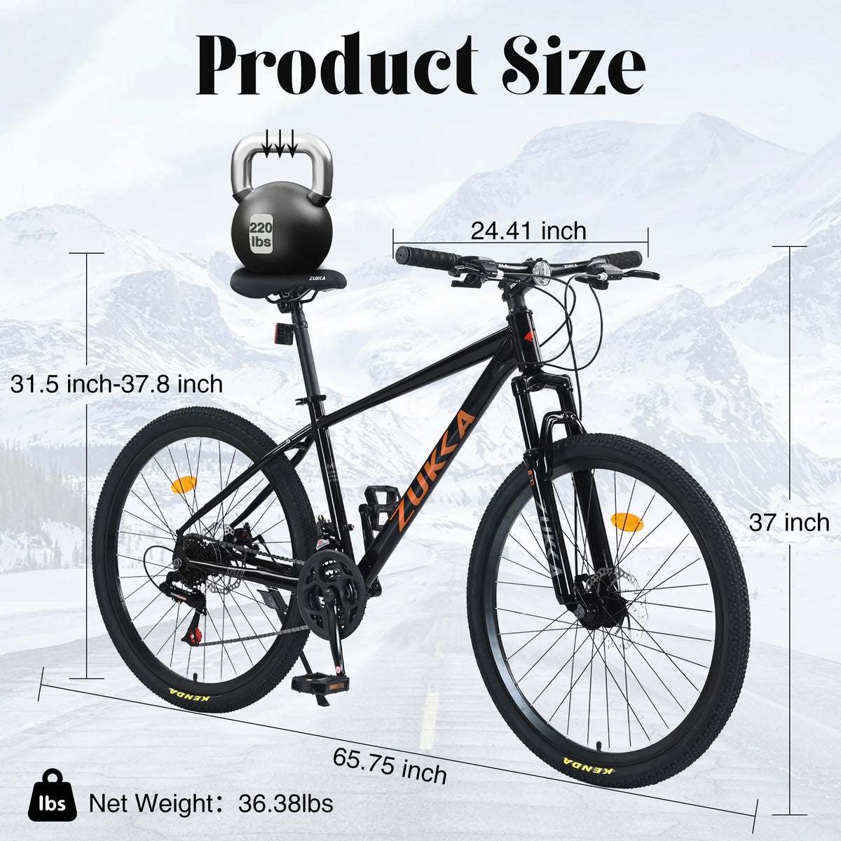 Aukfa 26" Mountain Bike for Men/Women,24 Speed Adult Bicycle Suspension Fork,Fits Riders 5'4" - 6'2"Red