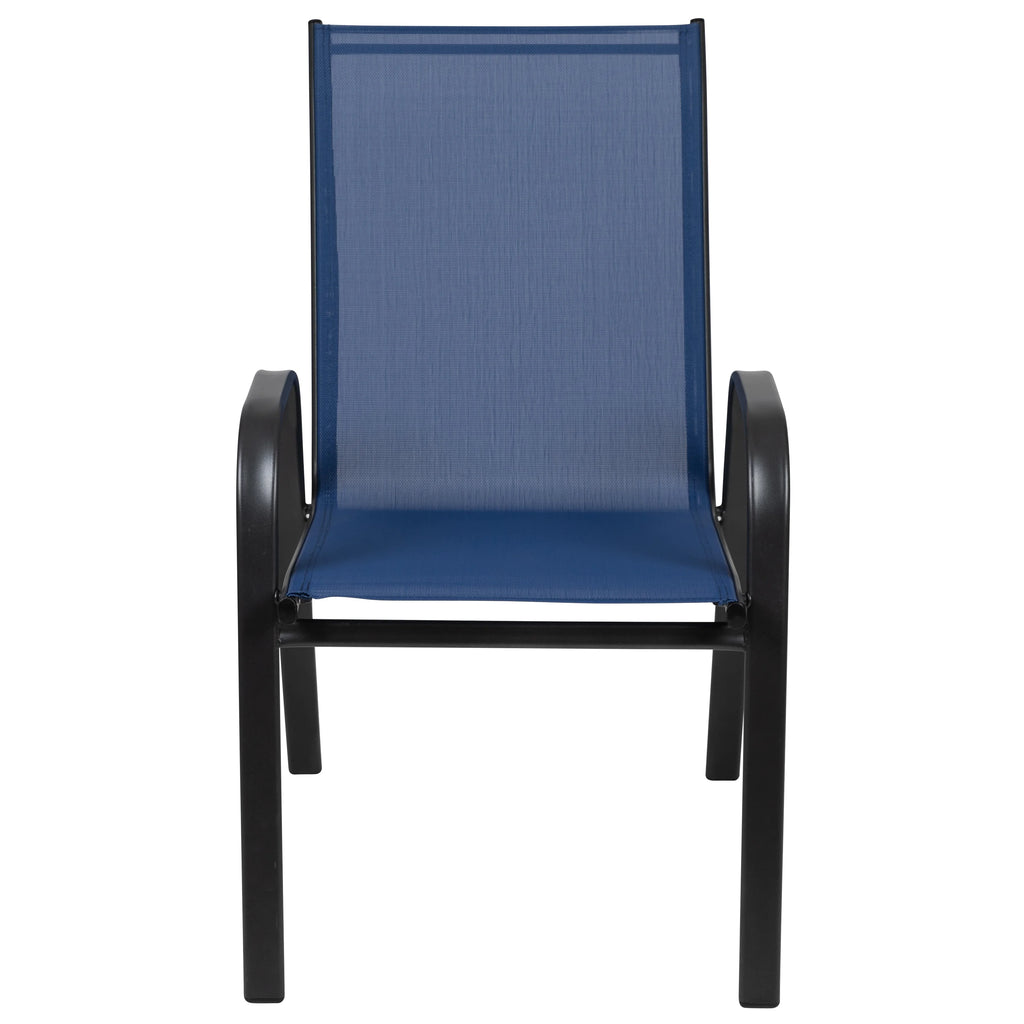 Emma + Oliver 4 Pack Gray Outdoor Stack Chair with Flex Comfort Material - Patio Stack Chair