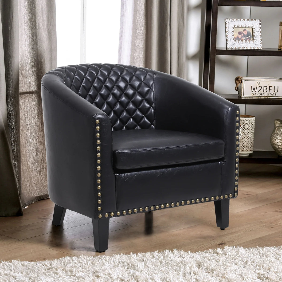 Comfortable Upholstered Armchair, Recliner Chair, Armchair with Wide Armrest,PU Leather Club Chair for Living Room, Club or Office, Single Chair ,Orange.