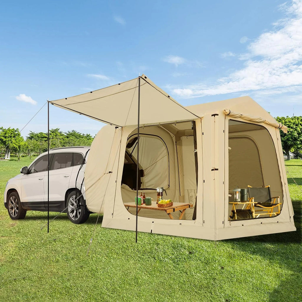 Inflatable Tents for Camping, Blow Up Tent with Canopy, Easy Setup Inflatable Camping Tent with Stove Jack, Waterproof Oxford Air Glamping Tents for Camping Adult 8-10 Person
