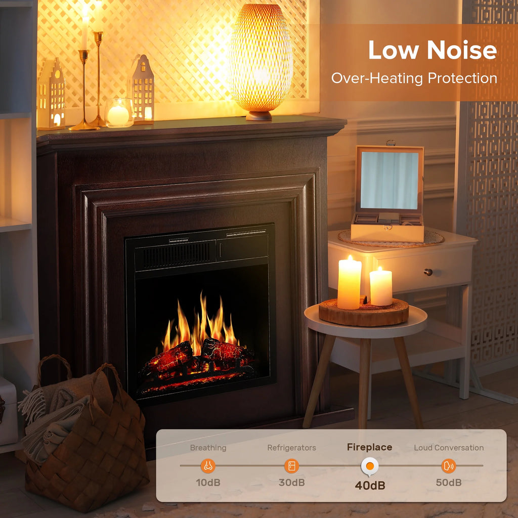 Electactic Electric Fireplace, Free Standing Fireplace, with Remote Control, Adjustable LED Flame, 750W/1500W -��White��