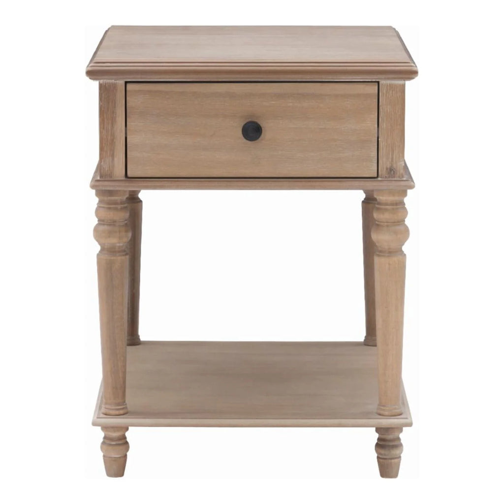 Powell McGhie Single Drawer Indoor End Table with Shelf, 26" Tall, Natural