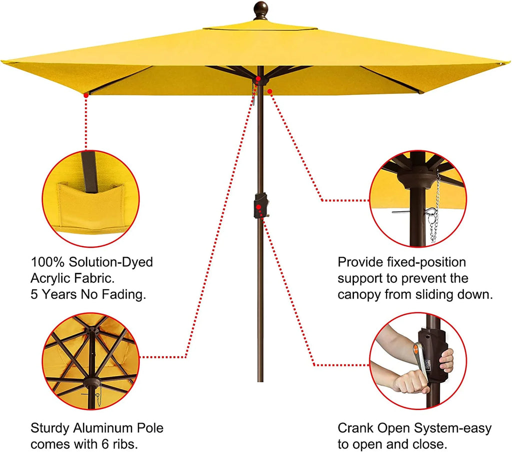 EliteShade Sunumbrella 6x6Ft Square Market Umbrella with Ventilation