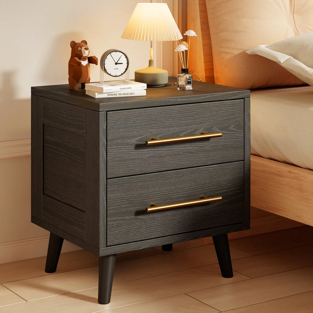 Aiho 5 Pieces Bedroom Furniture Set, Includes Queen Lift Up Storage Bed, Nightstands Set of 2, Double Wide 6-Drawer Dresser and Vanity Table Set - Black