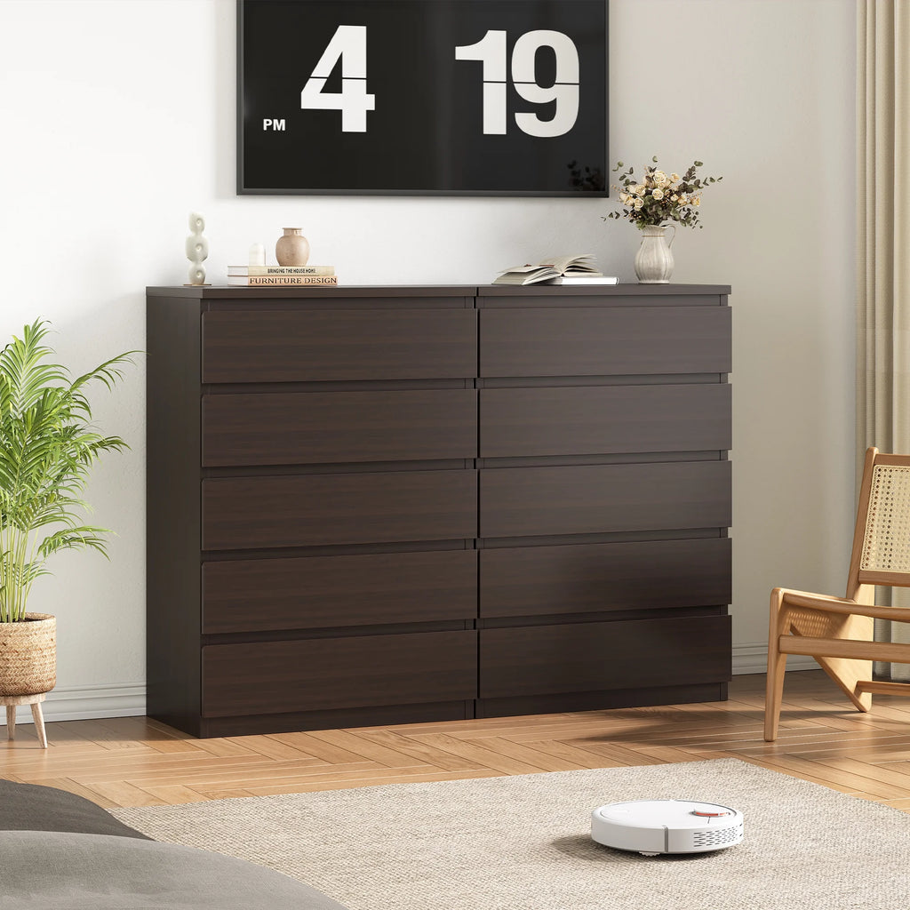 LAFGUR 6 Drawer Double Dresser,Wood Storage Organizer Cabinet Chest for Bedroom Living Room,White