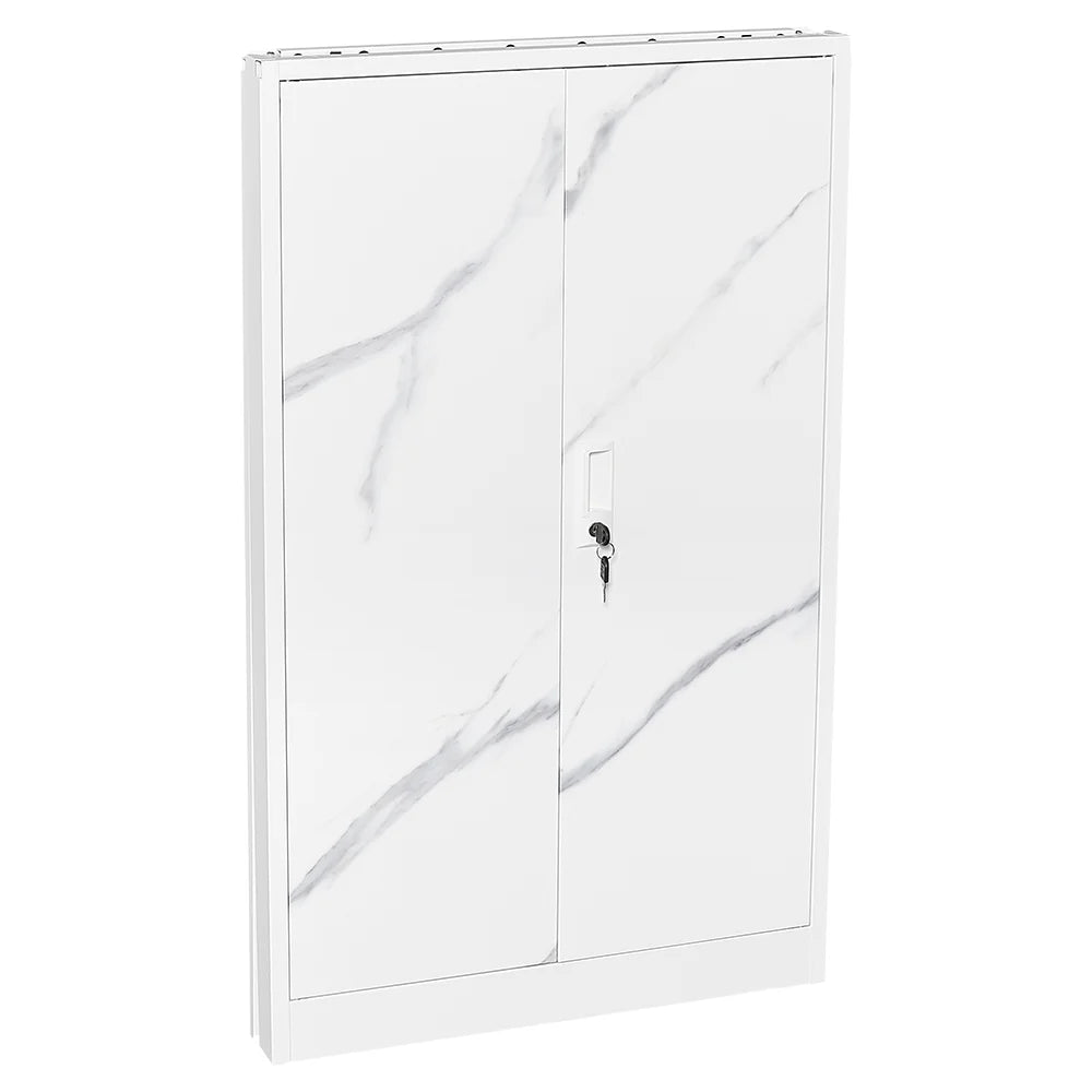 Metal Storage Cabinet with Locking Doors and Adjustable Shelf, Folding Filing Storage Cabinet, Rolling Storage Locker Cabinet for Home Office,School,Garage, White
