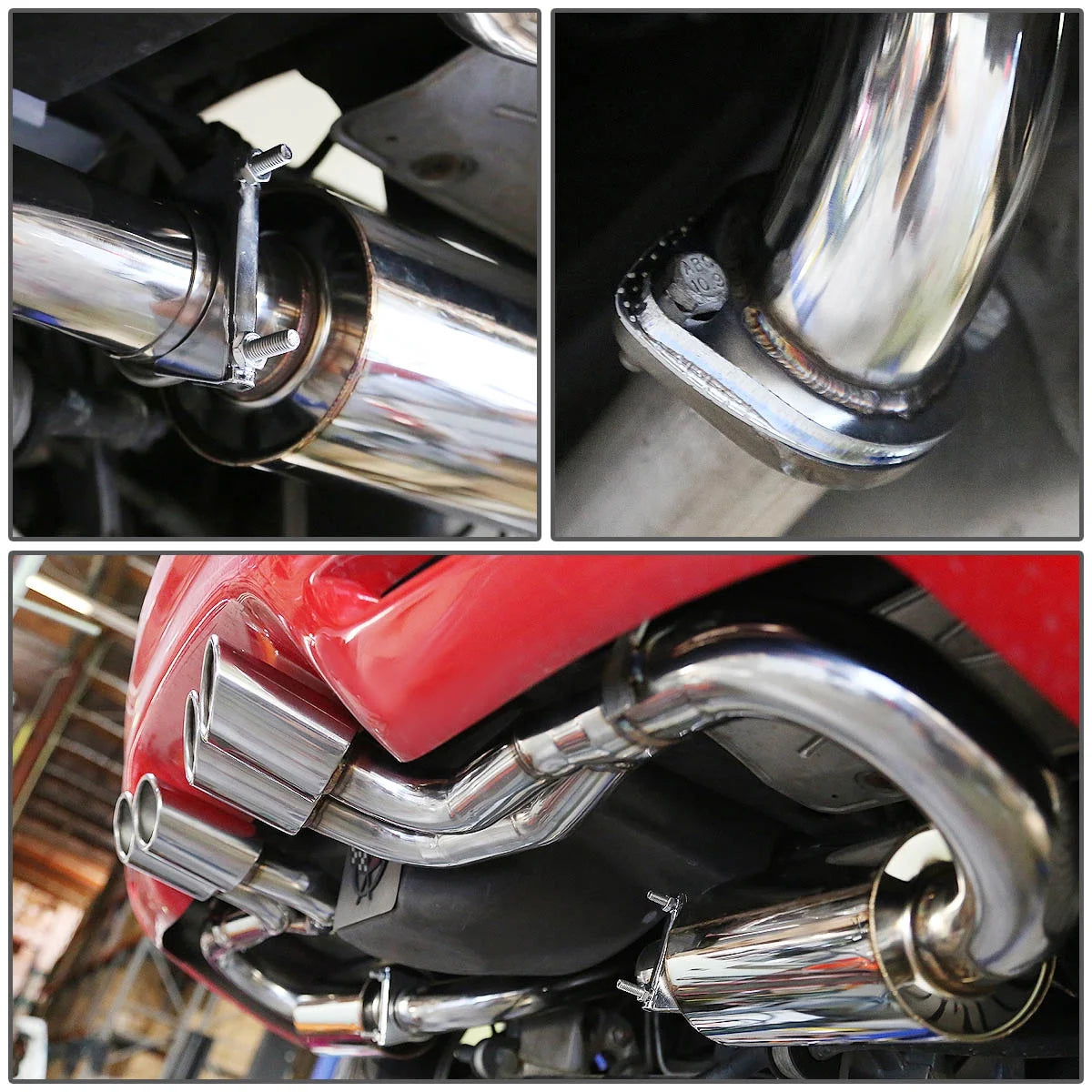 DNA Motoring For 97-04 Chevy Corvette C5 Z06 LS Quad 4.25" Oval Muffler Tip Catback Exhaust System