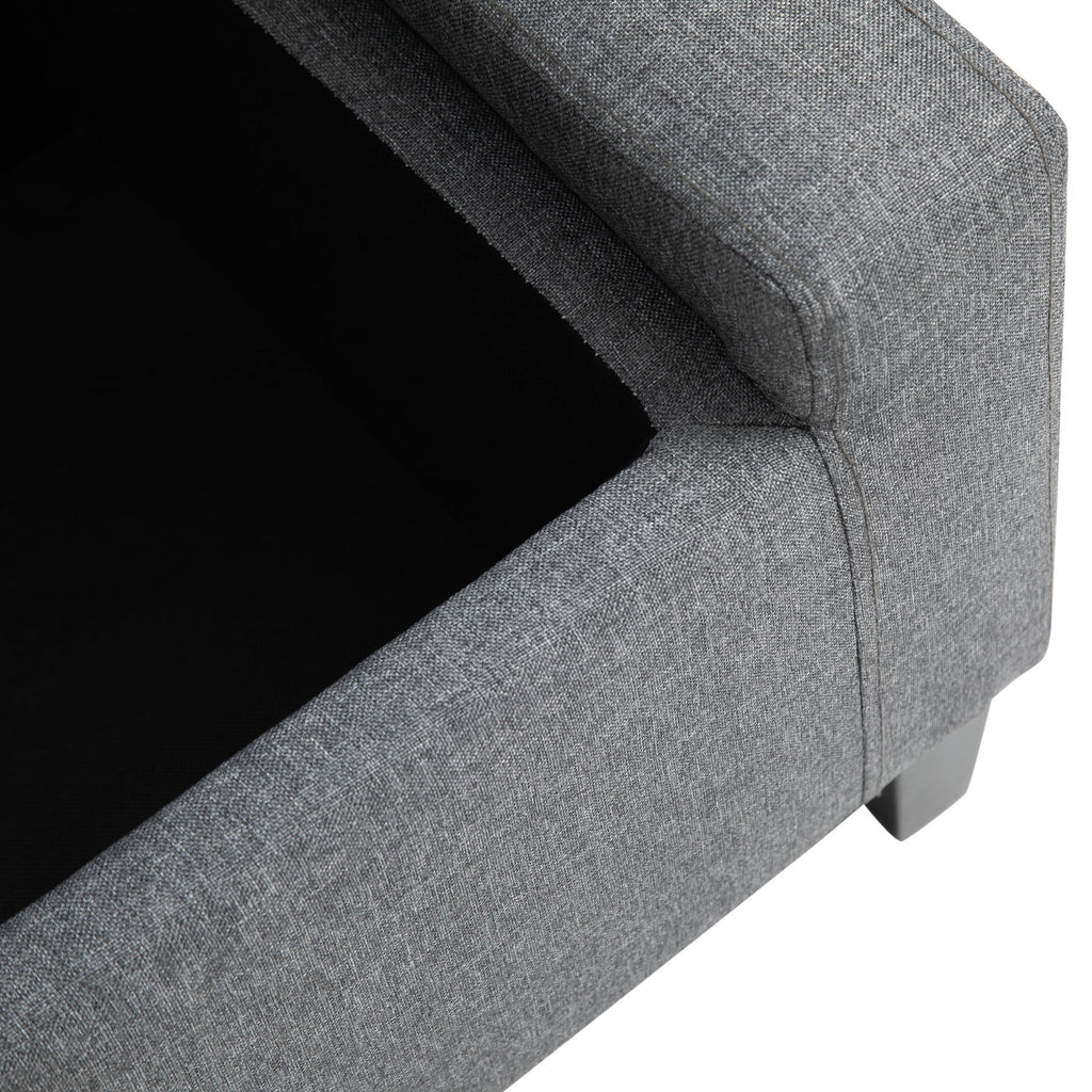 HOMCOM Linen Storage Ottoman Bench Storage Chest Tufted Ottoman Cube with Flipping Top
