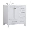 Elegant Decor Irene 32" Solid Wood and Stone Single Bathroom Vanity in White