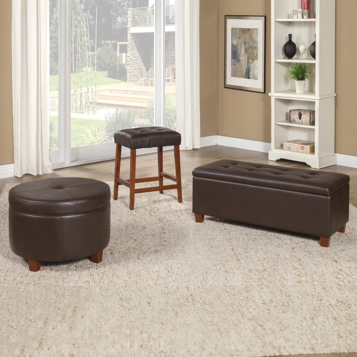 HomePop Large Leatherette Storage Ottoman, Multiple Colors