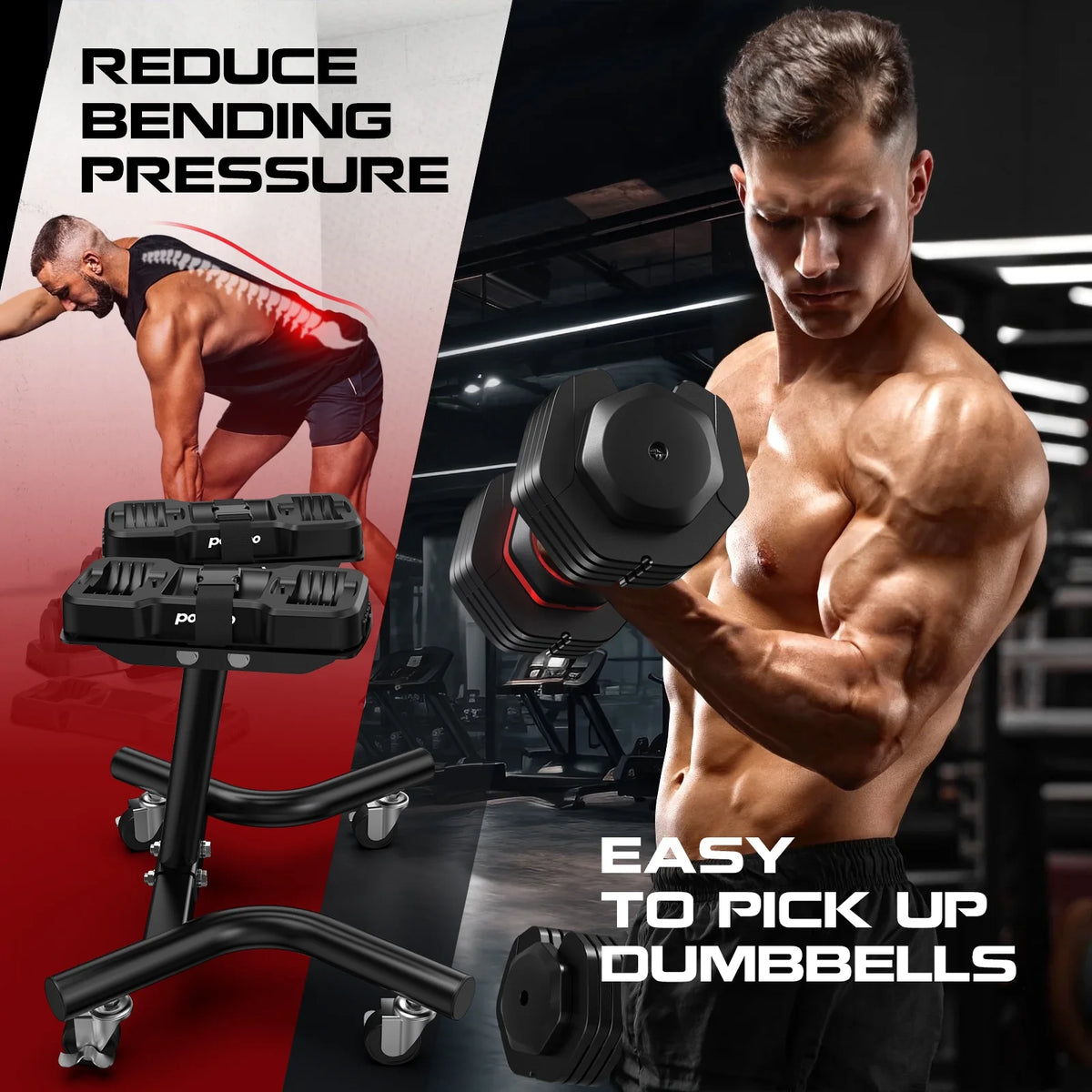 (1 Pair) LNOW 50lbs Quick Select Adjustable Dumbbells for Home Gym 5 in 1 Free Weights 5/10/15/20/25lb/50lb Dumbbell with Anti-Slip Handle, Suitable for Home Gym Exercise Equipment