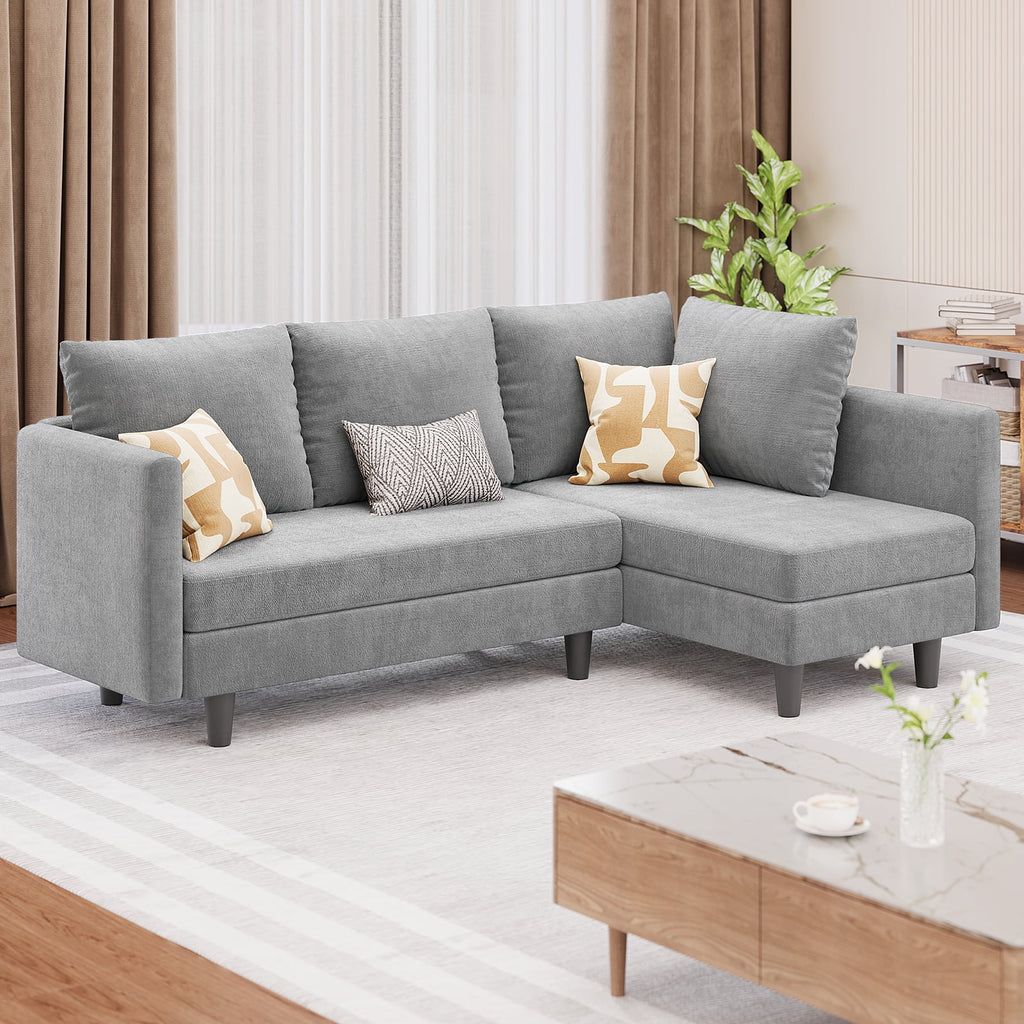 106" Modular Sectional Sofa Bed with Storage Ottoman, Lofka Modern Comfy Couches and Sofas with Side Pockets for Small Spaces, Living Room Furniture in Dark Gray