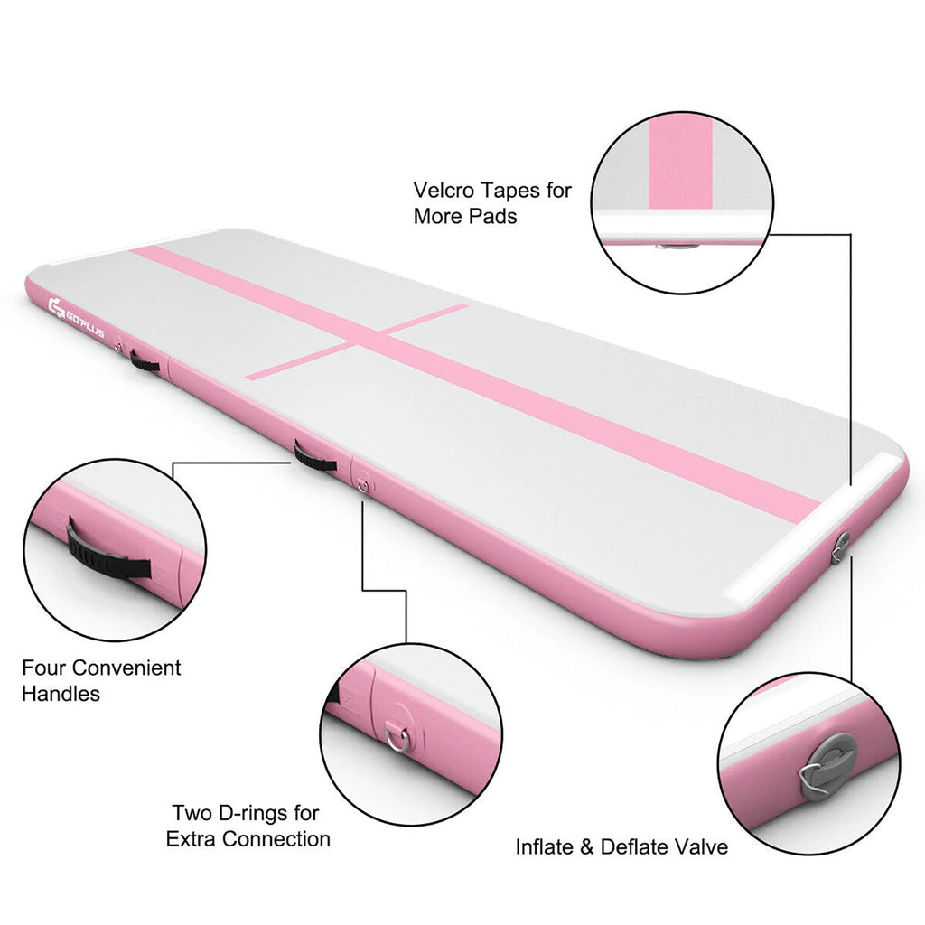 Goplus 10FT Air Track Inflatable Gymnastics Tumbling Mat w/ Pump Pink