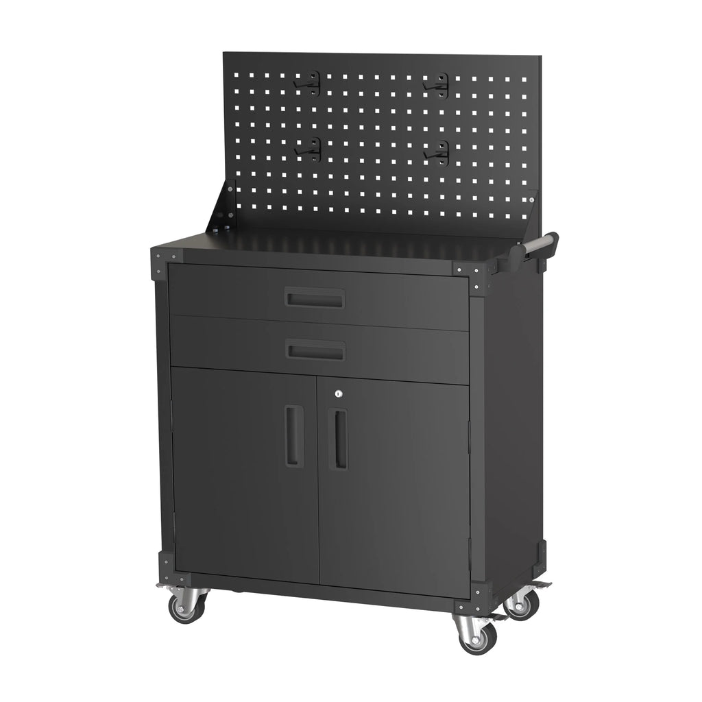 Aobabo Metal Storage Cabinet with Lock,Garage Storage Cabinet with Wheels,72In Steel Storage Cabinet for Garage Home Storage, Black Required-Assembly